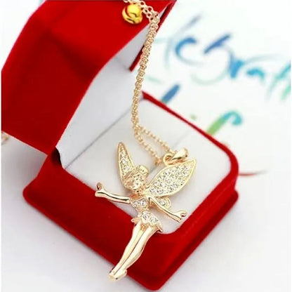 Exquisite Fashion Lovely Dancing Little Angel Pendant Necklace Women'S Zircon Exquisite Necklace Cartoon Jewelry Accessories Birthday Party Anniversary Gift