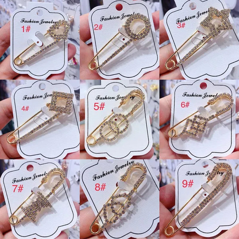 Women Brooch Pins Sweater Shawl Clips Crystal Brooches, Safety Pins Dress Shirt Clips for Women Rhinestone brooch women's anti slip button clothing accessories