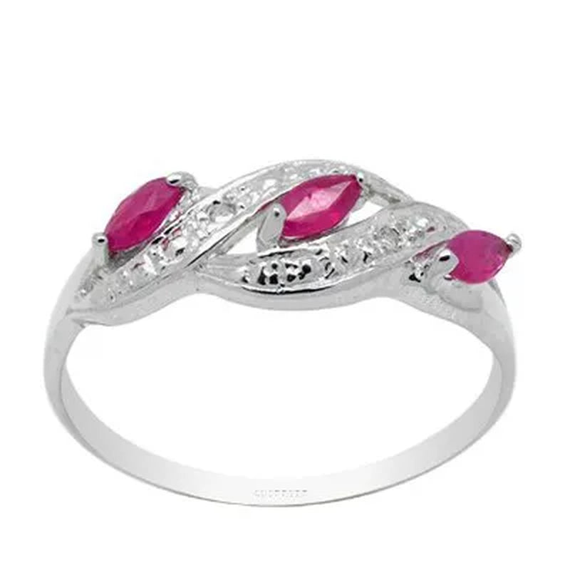 CoLife Jewelry Fashion Silver Ruby Ring for Woman 2.5mm * 5mm Natural Ruby Silver Ring 925 Silver Ruby Jewelry Gift for Wife