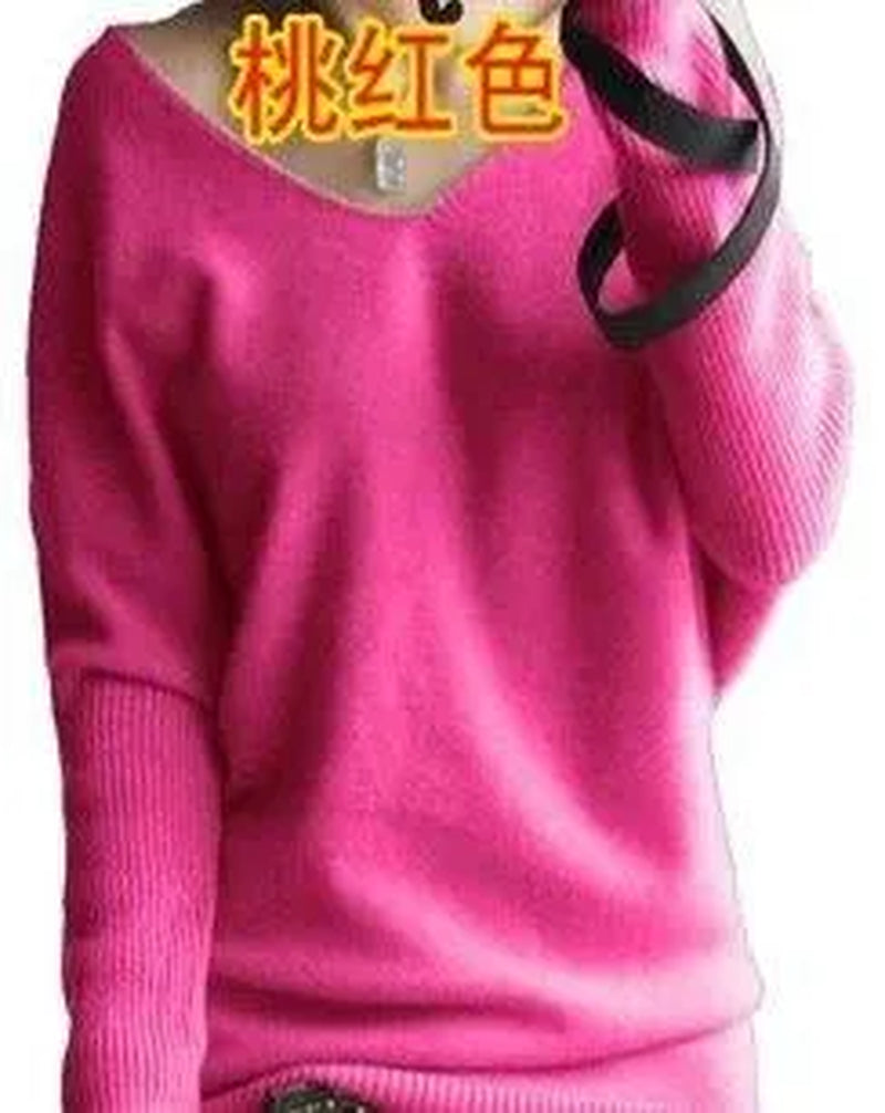 2023 Spring Autumn Cashmere Sweaters Women Fashion Sexy V-Neck Sweater 100% Wool Pullover Batwing Sleeve plus Size Pullover