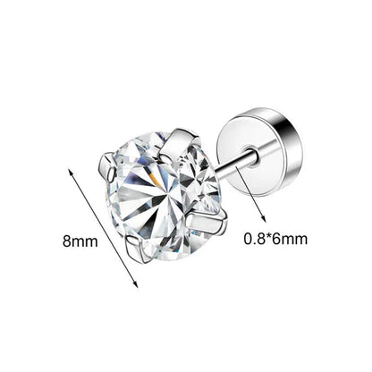 1 Pair Stainless Steel White Zircon Stud Earrings for Women Men Claw Earring Ear Helix Cartilage Piercings Flat Back Earrings Jewelry 20G