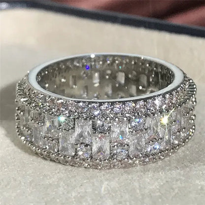White Cubic Zirconia Jewelry Promise Proposal Gift Bride Engagement Wedding Band Rings Size 6-10