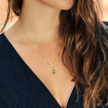 14K Yellow Gold Oval Gemstone Birthstone Pendant Necklace | Oval 11X9MM | Gold Necklace for Women | with 18 Inch 14K Gold Chain