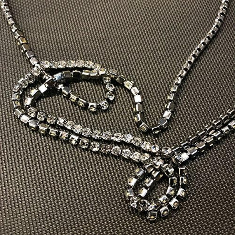 Muti Row Boho Tennis Chain Rhinestones Choker Long Chain Necklace for Women and Girls Jewelry