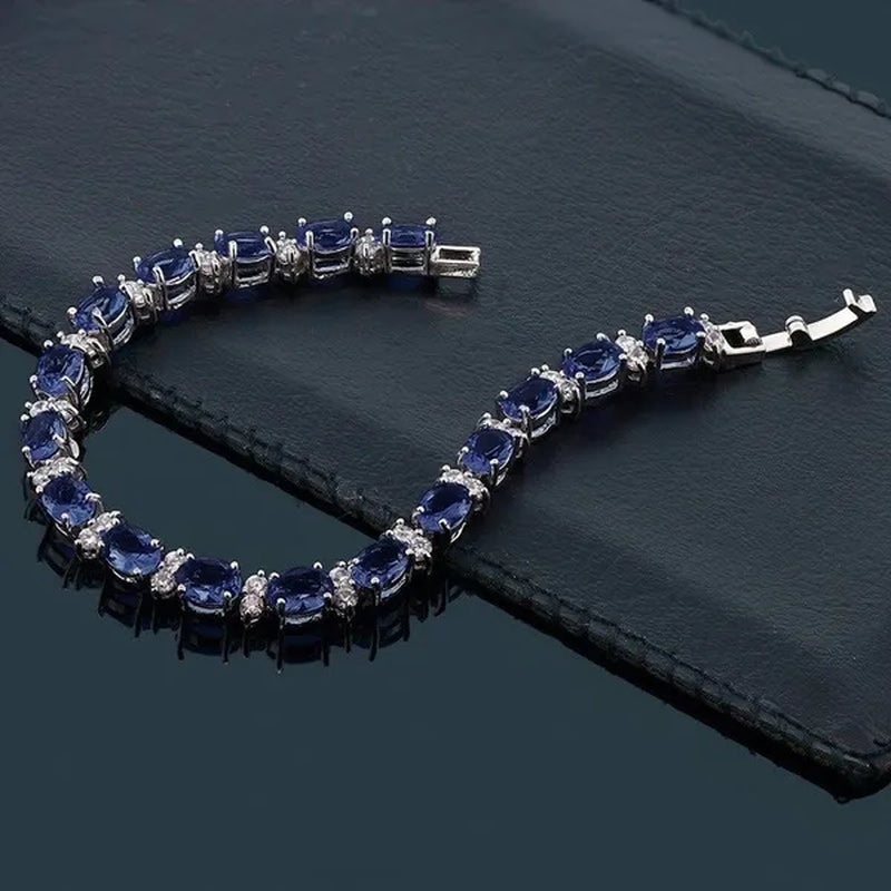 Gem Stone King 925 Sterling Silver Gorgeous Oval and Round Sparkling Cubic Zirconia CZ Tennis Bracelet Jewelry Gift