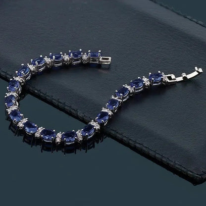 Gem Stone King 925 Sterling Silver Gorgeous Oval and Round Sparkling Cubic Zirconia CZ Tennis Bracelet Jewelry Gift