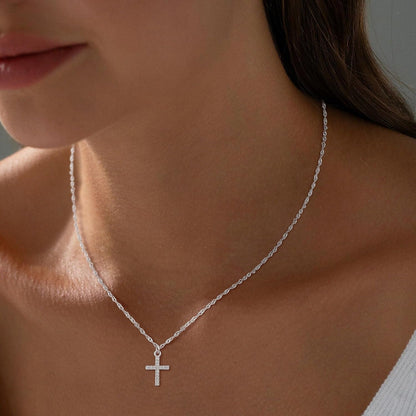 Cross Necklace for Women 14K Real Gold/Silver Plated Dainty Small CZ Cross Pendant Simple Choker Necklace Trendy Cute Sideways Cross Box Chain Necklace Easter Christian Baptism Religious Faith Jewelry Gift