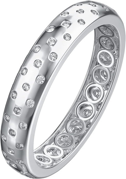 14K Gold Plated Inlaid round CZ Diamond Wedding Band Statement Ring for Men and Women