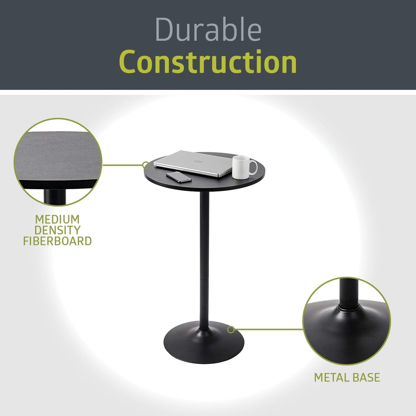 Santina 2 Pack round Bar and Pub Table, Black