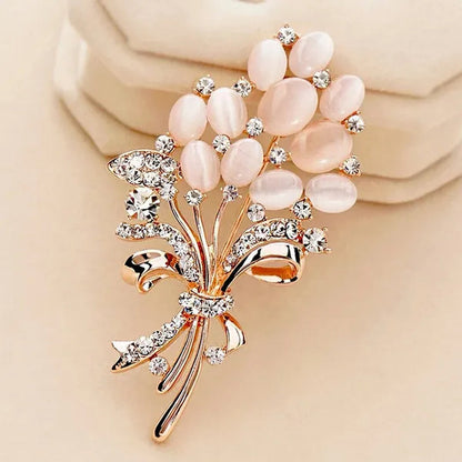 New Fashionable Opal Stone Flower Brooch Pin Garment Accessories Birthday Gift brooches for women  rhinestone brooch Pin Jewelry Gift Arrow