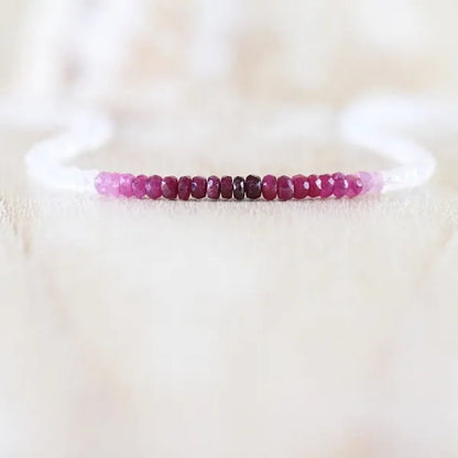 Ruby & Rainbow Moonstone Necklace. Sterling Silver, Rose, Gold Filled. Dainty Gemstone Choker
