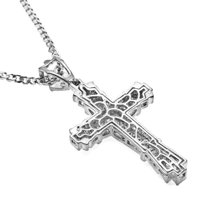 Men'S Fashion Jewelry Gold / Silver DIAMOND Cross Pendant Necklace Chain Cross Necklace