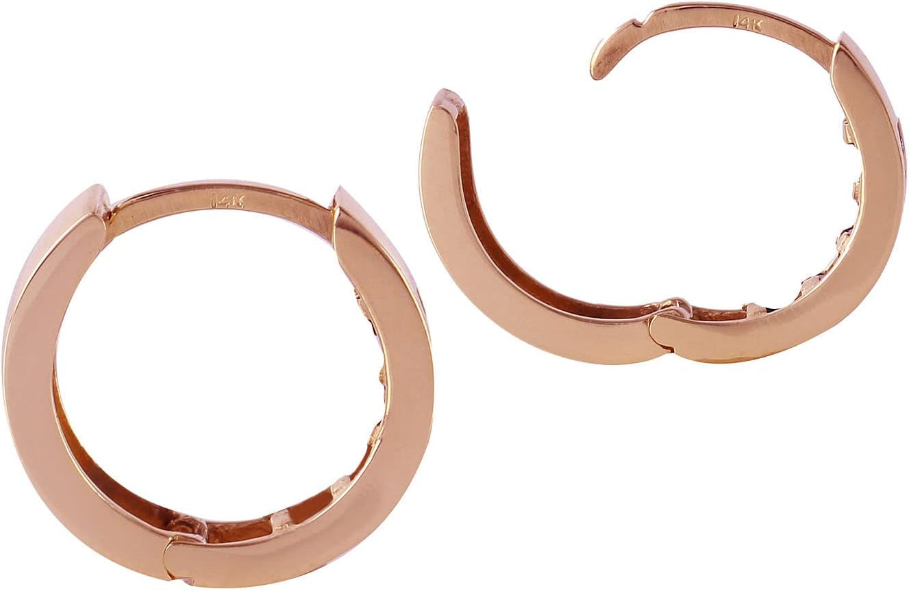 1.3 CTW 14K Solid Rose Gold Hoop Huggie Earrings Pink Sapphire