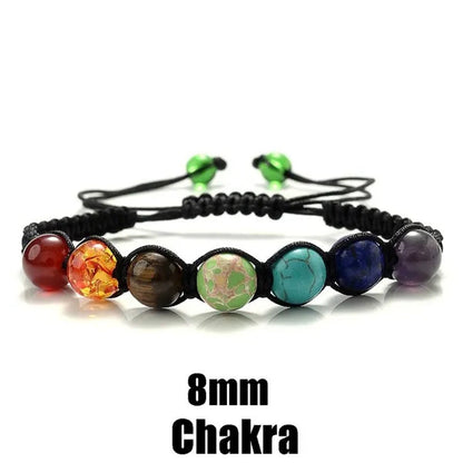 2022 New Fashion Classic 7 Chakra Beads Bracelet Natural Stone Black Rope Braided Yoga Reiki Healing Balance Bracelets Bangles Couple Bead Bracelet Meditation Gift Jewelry