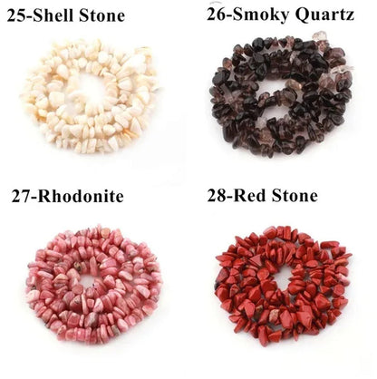 80Kinds 5-8MM natural stone irregular shape free-form chip beads tiger eye amethyst turquoise white crystal red coral Lapis lazuli used for jewelry making DIY bracelet 30"