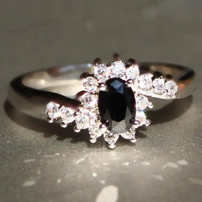 Exquisite  Silver Natural Sapphire Gemstones Opal Birthstone Bride Princess Wedding Engagement Strange Ring Size 6 7 8 9 10