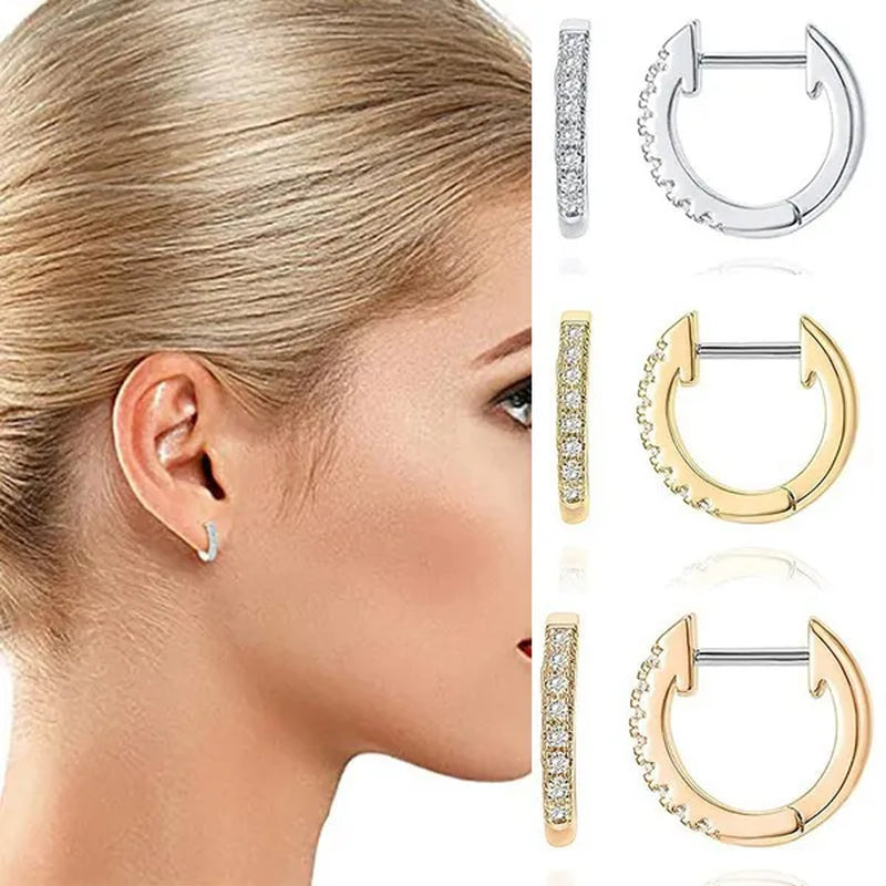 Fashion Earrings for Women Plated Cubic Zirconia Hoop Earrings Girl Daily Casual Accessories