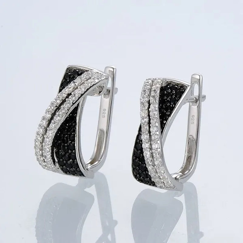 Luxury Fashion Women'S Creative Cross Earrings Infinite Diamond Earrings Black and White Diamond Earrings Infinite Cross Earrings Engagement Earrings Women'S Diamond Jewelry Birthday Anniversary Gift Jewelry