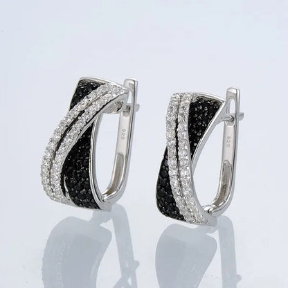 Luxury Fashion Women'S Creative Cross Earrings Infinite Diamond Earrings Black and White Diamond Earrings Infinite Cross Earrings Engagement Earrings Women'S Diamond Jewelry Birthday Anniversary Gift Jewelry