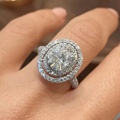 Delicate Bridal Engagement Rings Oval White Sapphire Cubic Zirconia Rings for Women Wedding Jewelry Gift