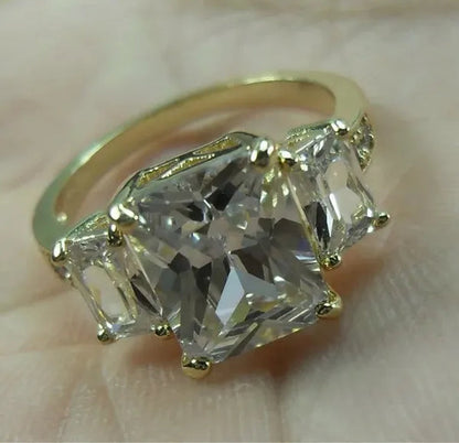 Natural 5.99CT White Diamond 14K Yellow Gold Wedding Ring Size 6-10