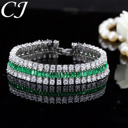 CANDICE Sparkling Wedding Bangle Jewelry Design Luxury Cubic Zirconia White Gold Plated Bridal Wide Bracelet For Women