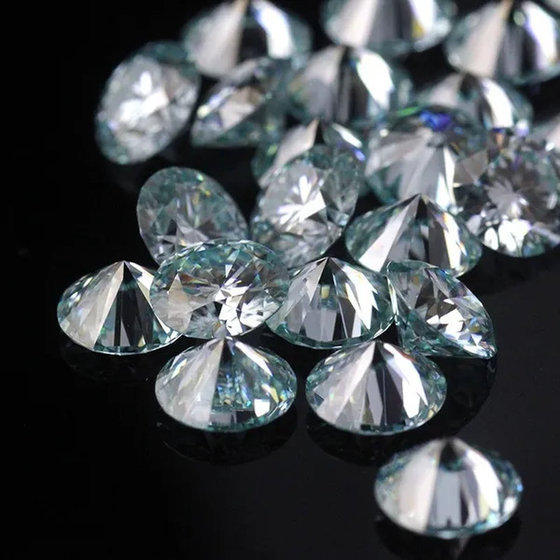 Excellent Moissanite with Certificate Brilliant Loose Moissanite Blue Green Color round Cut Diamond 6.5 MM 1CT