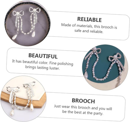 Brooch Pin for Women Elegant Lady Pin Brooch Pearl and Diamond Tassel Brooch Chain Accessory for Dresses Coats and Shawls