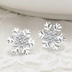 Junxin Elegant Natural Gemstone Full Diamond AAA CZ Snowflakes Stud Earrings Wedding Jewelry for Women