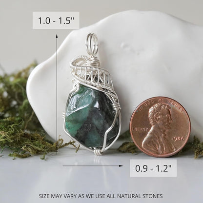 Raw Emerald Necklace, May Birthstone Jewelry, with 18 Inch Sterling Silver Chain, Genuine Raw Crystal, Handmade in North America