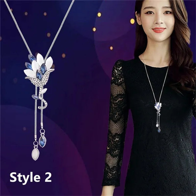 Butterfly Pendant Necklace Sweater Chain Long Tassel Necklace Adjustable Women'S Fashion Jewelry Accessories
