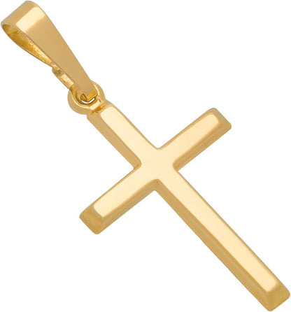 10K or 14K Gold Cross Pendant, Hypoallergenic Gold Religious Charms for Men and Women, Handcrafted in the USA - (1 Inch)