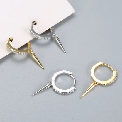 Dainty Huggie Hoop Earrings for Women, Silver Post Lightning Small Dangle Hoop Huggie Earrings Minimalist Hypoallergenic Jewelry Gifts for Women