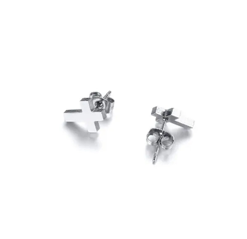 Delysia King Men'S Cross Stud Earrings - WORLD TIME VISITS