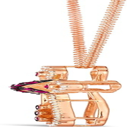 1/2 Carat Diamond and 1/4 Carat Red Ruby Cross Pendant Necklace for Women in 14K Rose Gold (G-H, VS2-SI1, Cttw) on 20 Inch Long Chain with Lobster Claw Clasp