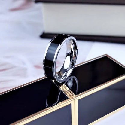 Rose Gold Color White Black Charm Ring Woman Man Wedding Jewelry Stainless Steel Ring(4-10)