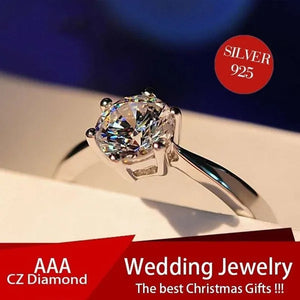 Princess Six Claw Ring Dainty Jewelry round White AAA CZ Diamond Earrings Ear Studs Wedding Gifts