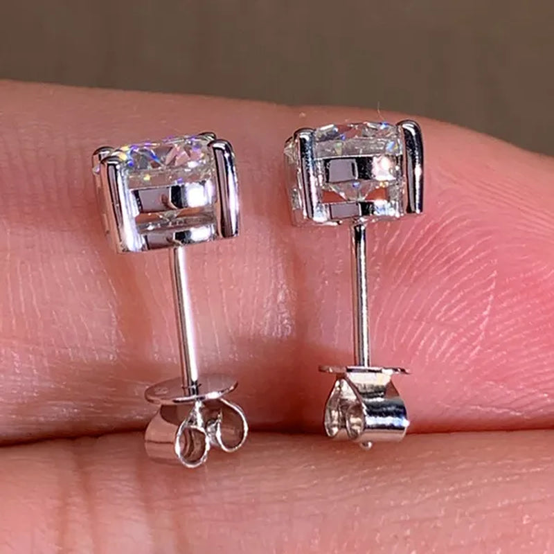 Moissanite Stud Earrings 4 Claws Setting Round Brilliant Cut Diamond Earrings Fine Jewelry for Women Men