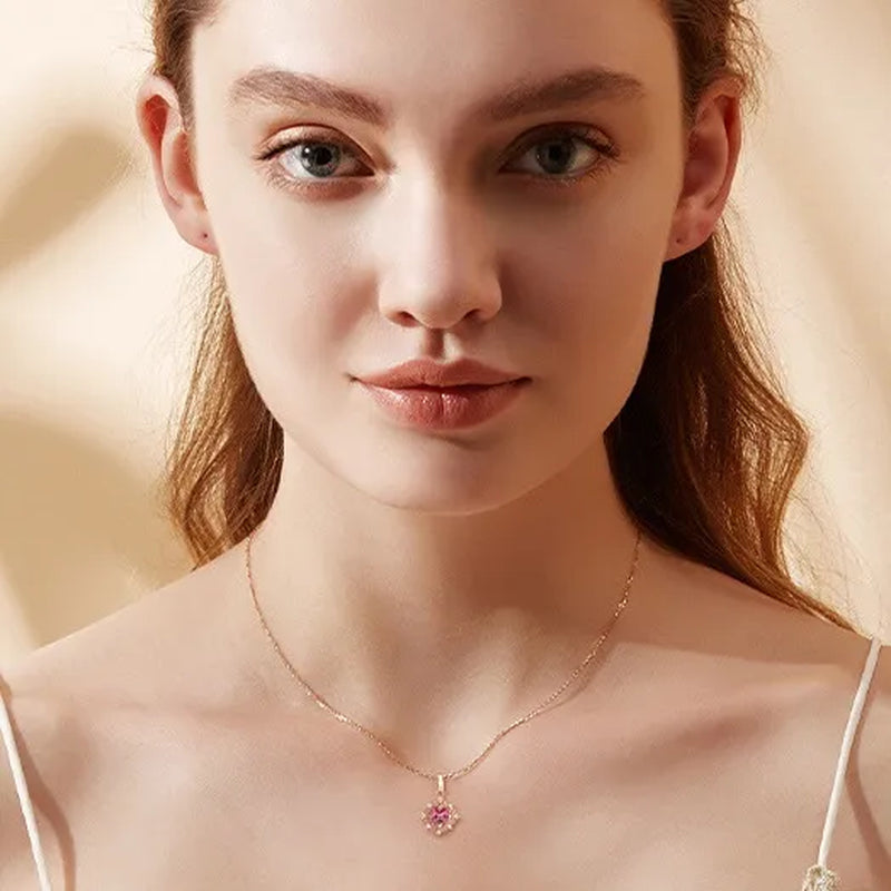 New High-End Temperament Ruby Zircon Aaas Necklace Gold-Plated Lady Evening Party Necklace