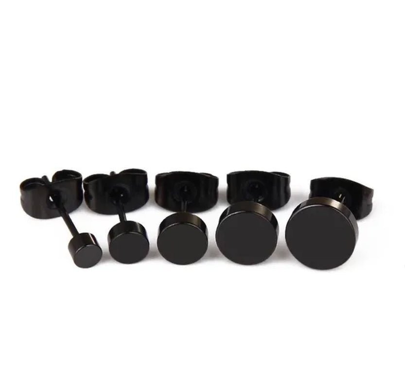 1PCS Stainless Steel Black Color Hypoallergenic Minimalist Flat Circle Earings for Men and Women Daily Wear Steel Titanium Earrings - WORLD TIME VISITS