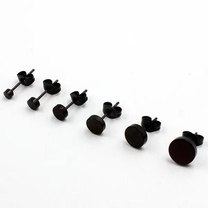1PCS Stainless Steel Black Color Hypoallergenic Minimalist Flat Circle Earings for Men and Women Daily Wear Steel Titanium Earrings - WORLD TIME VISITS