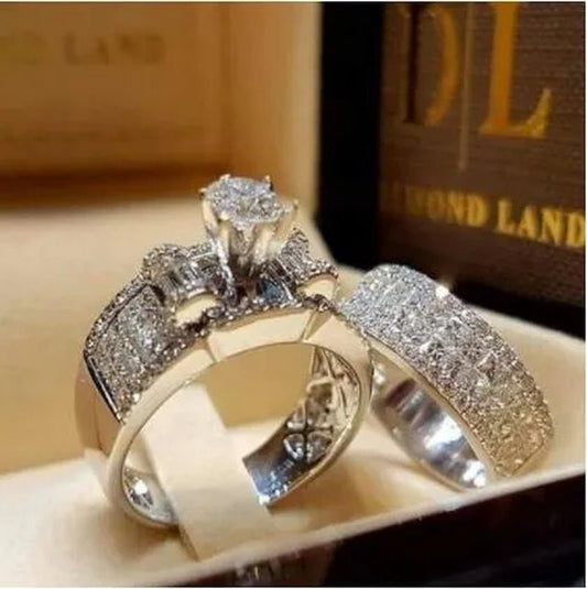 2 Pcs/Set Exquisite Women'S Ring Anniversary Party Ring Bride Wedding Ring Engagement Ring Jewelry Size 5 - 11 Christmas Gift - WORLD TIME VISITS