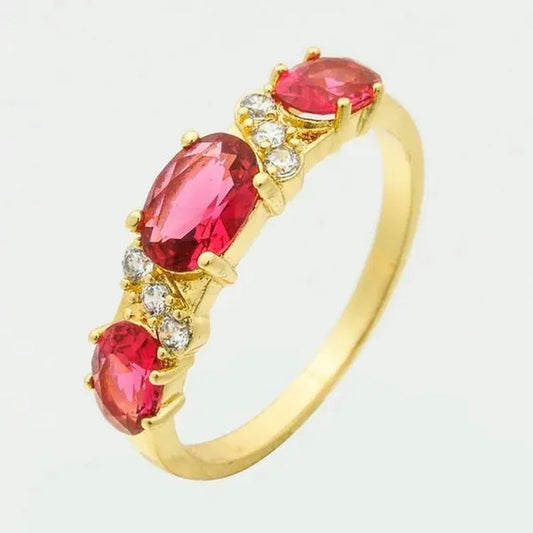 Beautiful 14K Yellow Gold Natural 2.32Ct Ruby&White Wedding Engagement Ring Size6-11