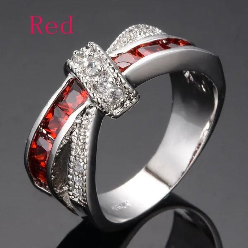 2016 Size 6 - 10 Black Sapphire Corssed CZ Wedding Rings Women's White Gold Filled Band - WORLD TIME VISITS
