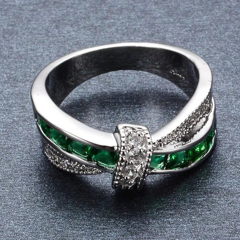 2016 Size 6 - 10 Black Sapphire Corssed CZ Wedding Rings Women's White Gold Filled Band - WORLD TIME VISITS