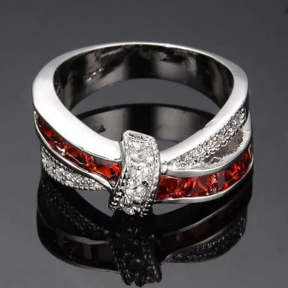 2016 Size 6 - 10 Black Sapphire Corssed CZ Wedding Rings Women's White Gold Filled Band - WORLD TIME VISITS