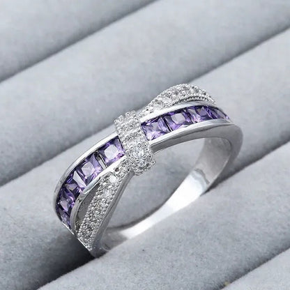 2016 Size 6 - 10 Black Sapphire Corssed CZ Wedding Rings Women's White Gold Filled Band - WORLD TIME VISITS