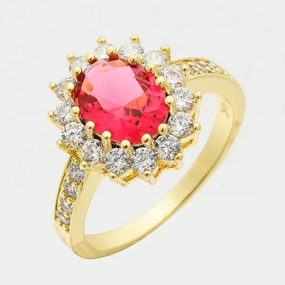 5-Color Noble 3.16ct Sapphire/White/Emerald/Ruby/Amethyst Diamonique Wedding Engagement 14k Yellow Gold Filled Ring Size6-11