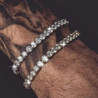 2021 Lastest Hip Hop Mens Iced Out Diamond Crystal Single Row Tennis Bracelet Silver and - WORLD TIME VISITS
