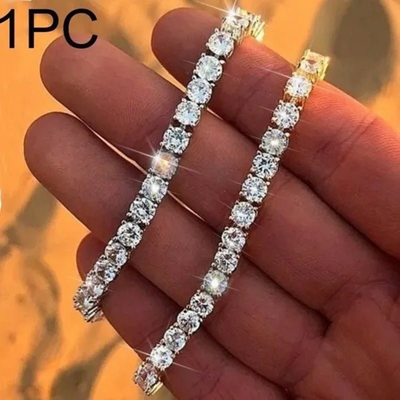 2021 Lastest Hip Hop Mens Iced Out Diamond Crystal Single Row Tennis Bracelet Silver and - WORLD TIME VISITS